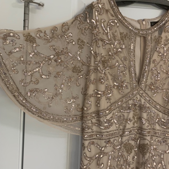 Champagne , cape beaded gown - Picture 2 of 4